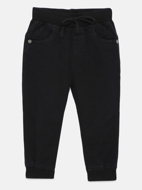 

Palm Tree Boys Black Slim Fit Mid-Rise Clean Look Stretchable Joggers