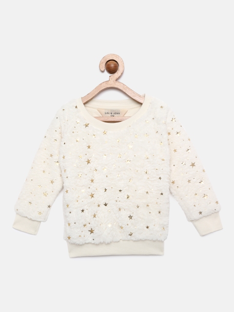 

Gini and Jony Girls White Self Design Sweater