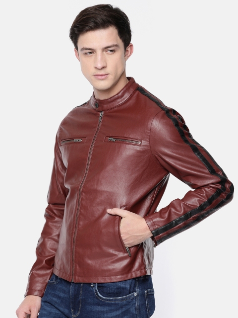 

Pepe Jeans Men Maroon Solid Biker Jacket