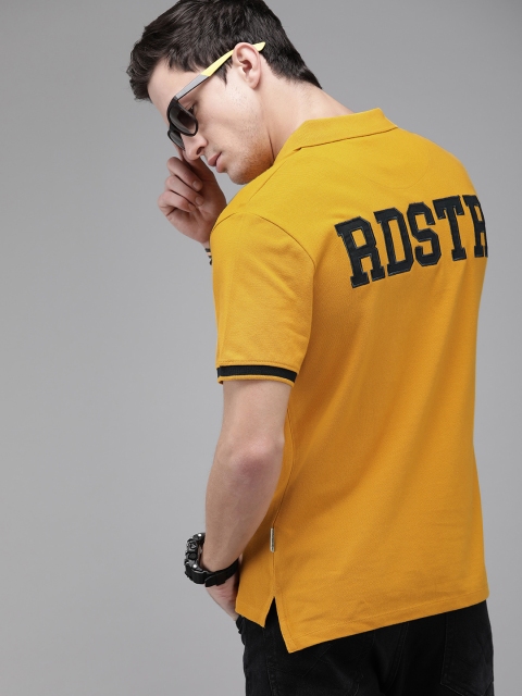 

Roadster Men Mustard Yellow Applique Detail Polo Collar T-shirt