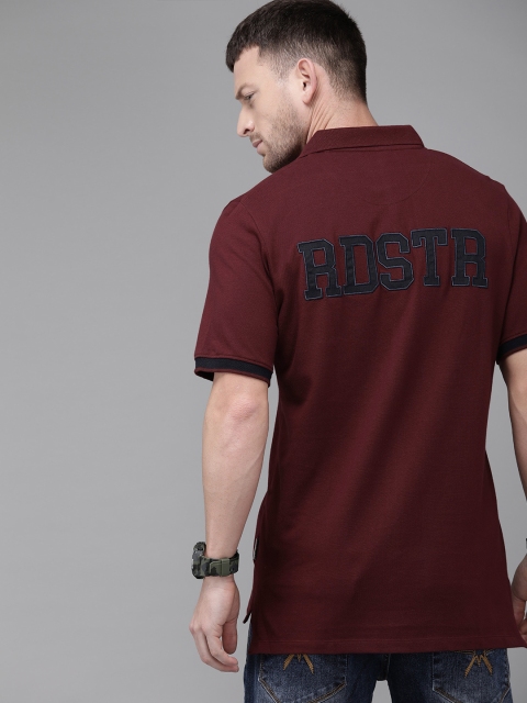 

Roadster Men Maroon Applique Detail Polo Collar T-shirt