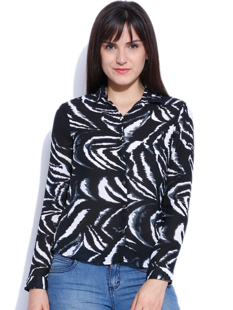 

Van Heusen Woman Black & White Printed Casual Shirt