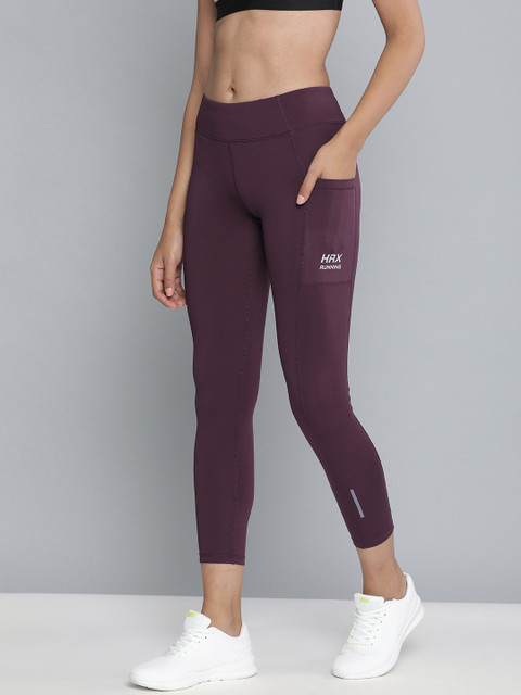 

HRX by Hrithik Roshan Women Purple Solid Skinny Fit Rapid Dry Running Tights