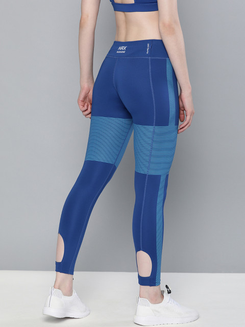 

HRX by Hrithik Roshan Blue Printed Women Rapid dry Mid Rise Skinny Fit Training Tights