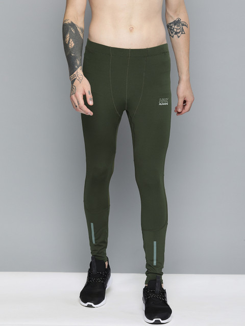 

HRX by Hrithik Roshan Men Olive Green Solid Rapid Dry Skinny Fit Mid Rise Running Tights