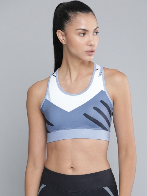 

HRX by Hrithik Roshan Blue & White Colourblocked Rapid Dry Sports Bra HRX-AW19