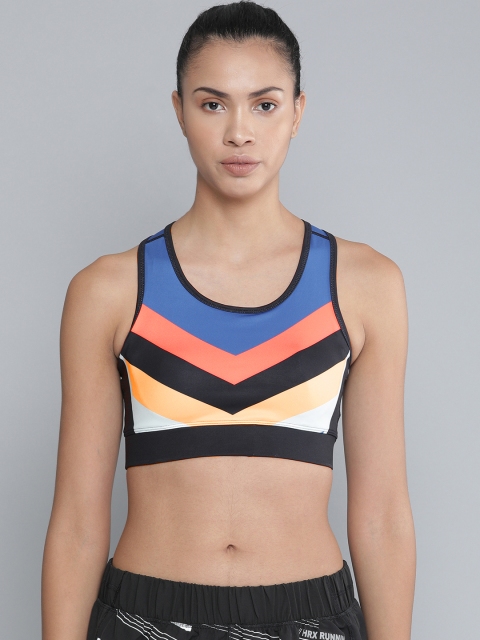 

HRX by Hrithik Roshan Black & Blue Colourblocked Rapid Dry Sports Bra HRX-AW19