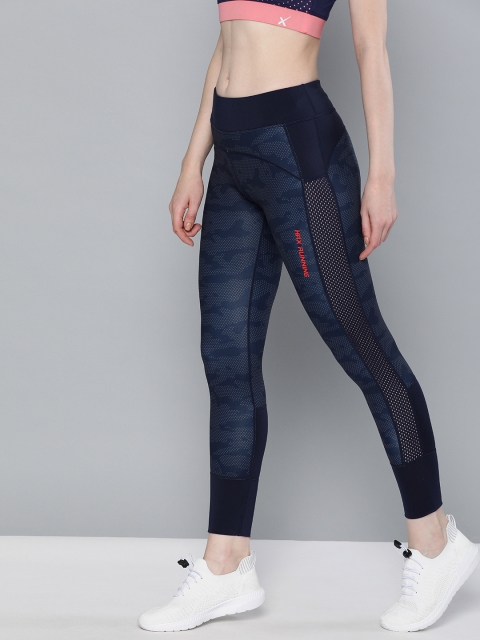 

HRX by Hrithik Roshan Navy Blue Printed Women Rapid dry Skinny Fit Training Tights