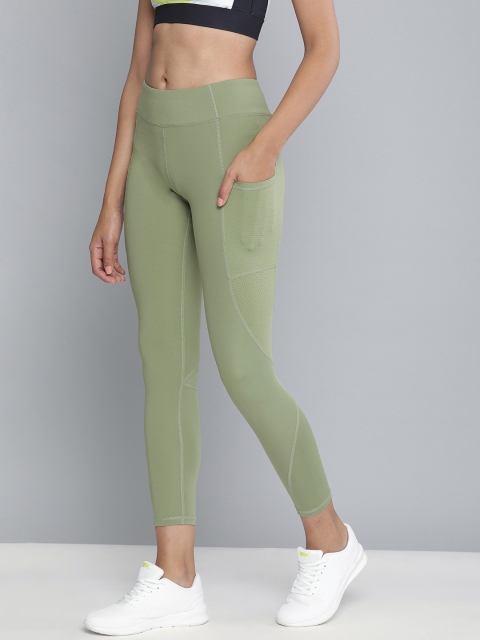 

HRX by Hrithik Roshan Women Green Solid Skinny Fit Rapid Dry Training Tights