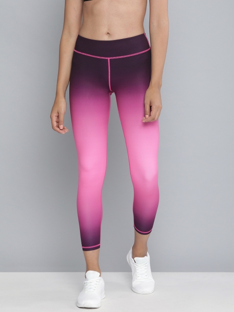 

HRX by Hrithik Roshan Women Pink & Maroon Ombre Skinny Fit Rapid Dry Training Tights