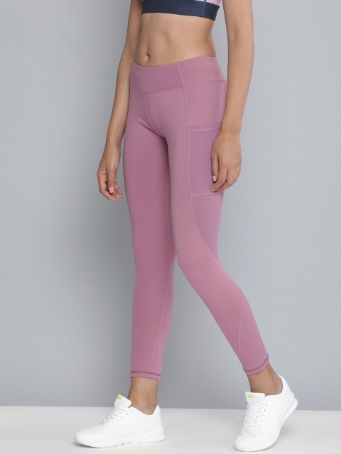 

HRX by Hrithik Roshan Women Mauve Solid Skinny Fit Rapid Dry Training Tights
