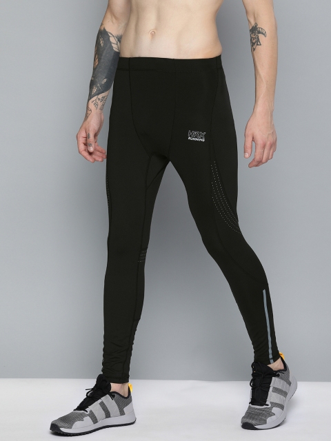 

HRX by Hrithik Roshan Men Black Printed Rapid Dry Skinny Fit Mid Rise Running Tights