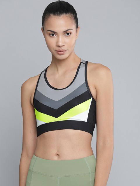 

HRX by Hrithik Roshan Black & Grey Colourblocked Rapid Dry Sports Bra HRX-AW19