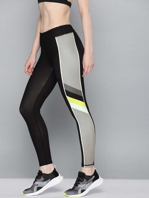 

HRX by Hrithik Roshan Women Black & Grey Colourblocked Rapid Dry Running Tights