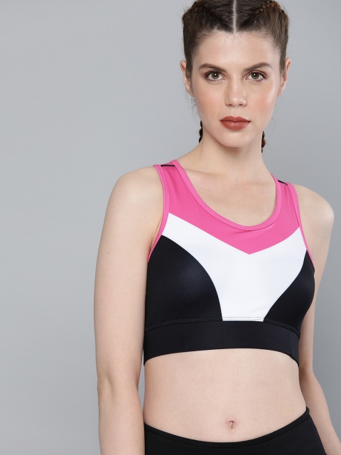 

HRX by Hrithik Roshan Black & White Colourblocked Rapid Dry Training Sports Bra HRX-AW19