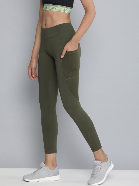 

HRX by Hrithik Roshan Women Olive Green Solid Skinny Fit Rapid Dry Training Tights