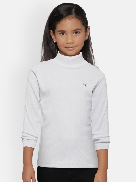 

Gini and Jony Girls White Solid High Neck T-shirt