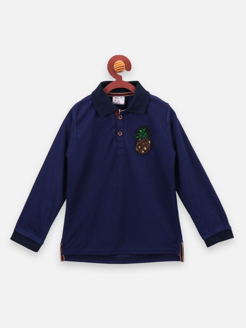 

LilPicks Boys Navy Blue Solid Polo Collar T-shirt