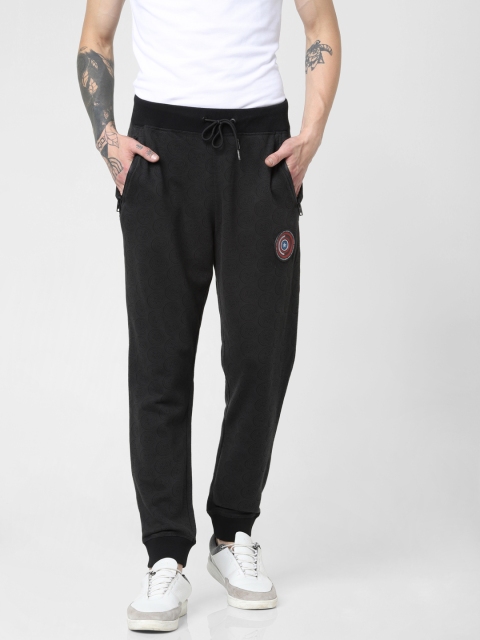 

Jack & Jones Men Black Marvel Printed Slim-Fit Joggers