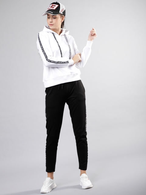 

Tokyo Talkies Women White & Black Printed Hooded Sweatshirt