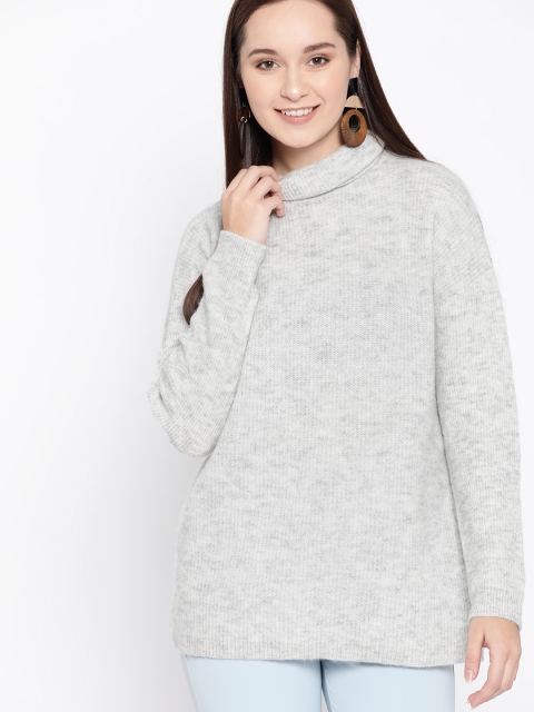 

promod Women Grey Melange Solid Pullover Sweater