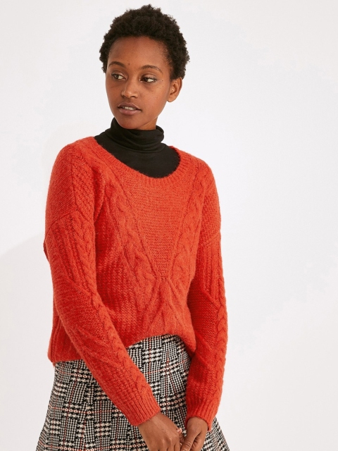 

promod Women Orange Self Design Sweater