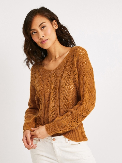 

promod Women Brown Self Design Sweater