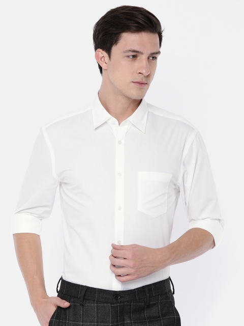 

Jack & Jones Men White Slim Fit Solid Smart Casual Shirt