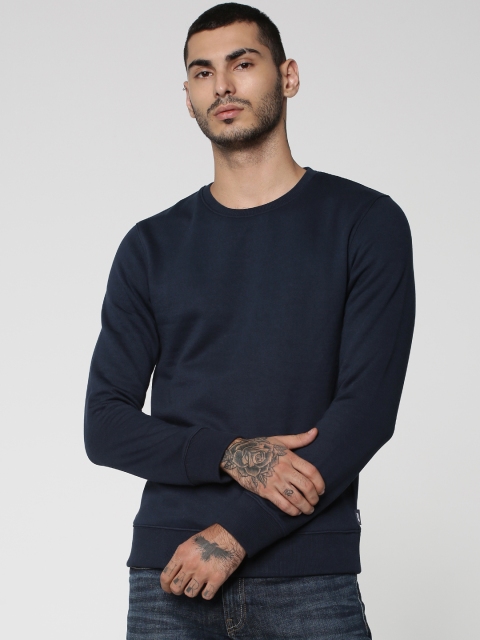 

Jack & Jones Men Navy Blue Solid Sweatshirt