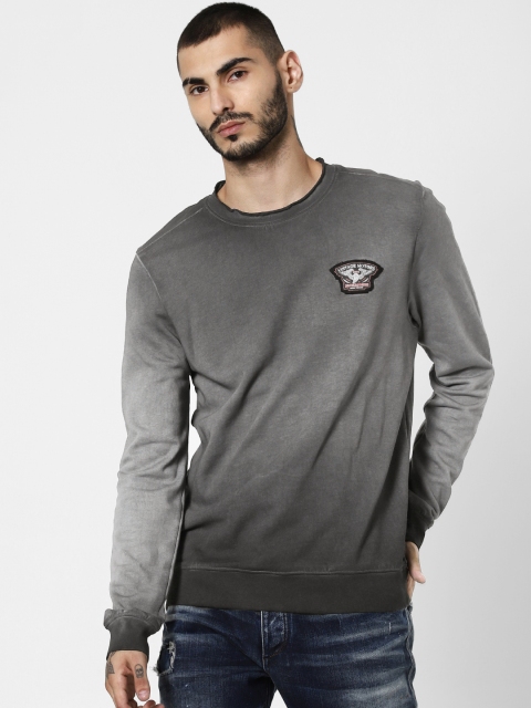 

Jack & Jones Men Charcoal Grey Printed Pullover Sweater