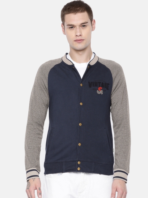 

Jack & Jones Men Navy Blue Solid Sweatshirt with Embroidered Detail