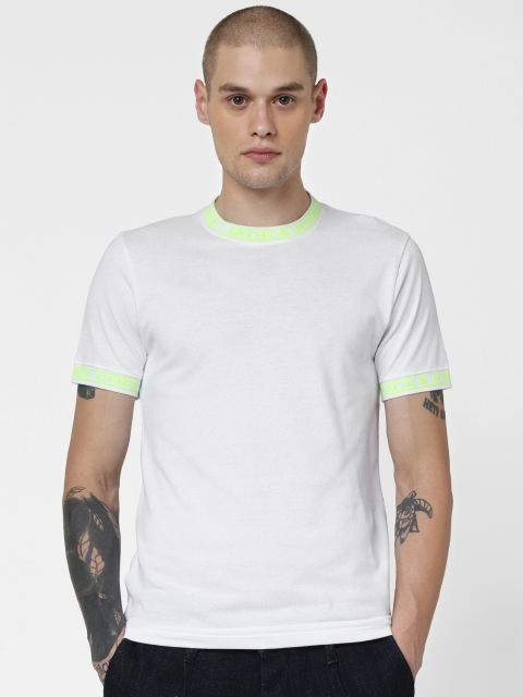 

Jack & Jones Men White Solid Slim Fit Round Neck T-shirt