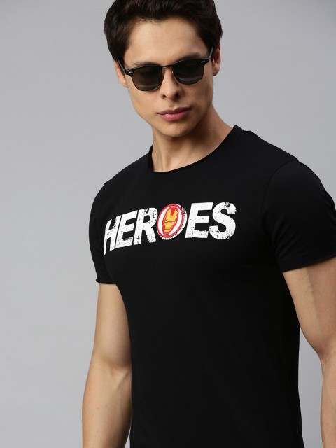 

Jack & Jones Men Black Slim Fit Printed Round Neck T-shirt