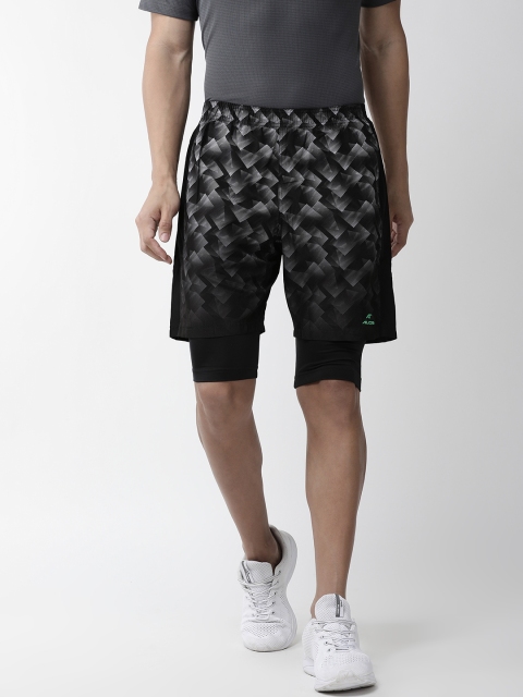

Alcis Men Black Printed Slim Fit Sports Shorts