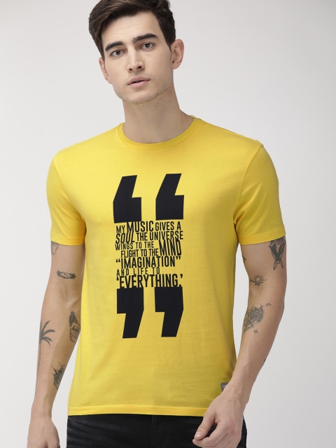 

Denizen From Levis Men Yellow Printed Round Neck T-shirt