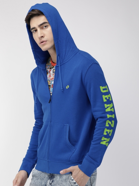 

Denizen From Levis Men Blue Solid Hooded Sweatshirt