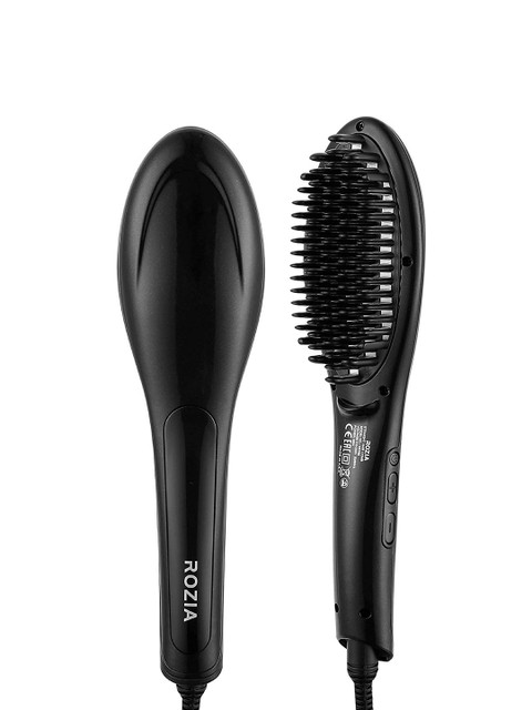

Rozia Women Electric Comb Brush 2 in 1 Hair Straightener Brush, Black