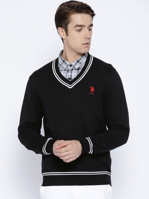 

U.S. Polo Assn. Men Black Solid Pullover