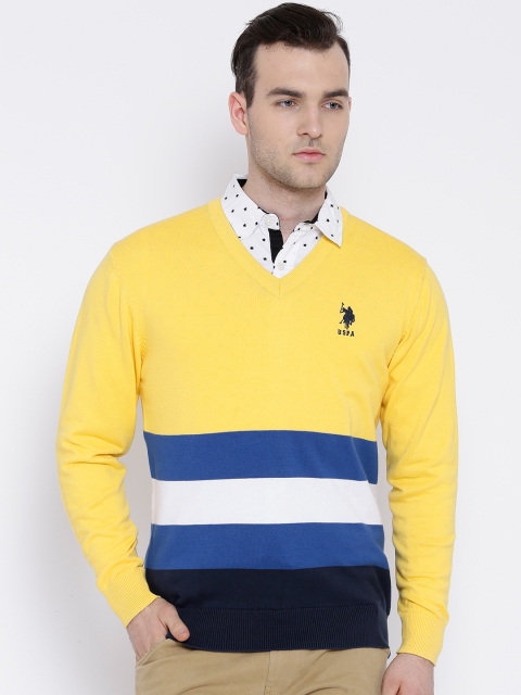 

U.S. Polo Assn. Yellow Sweater with Striped Detail