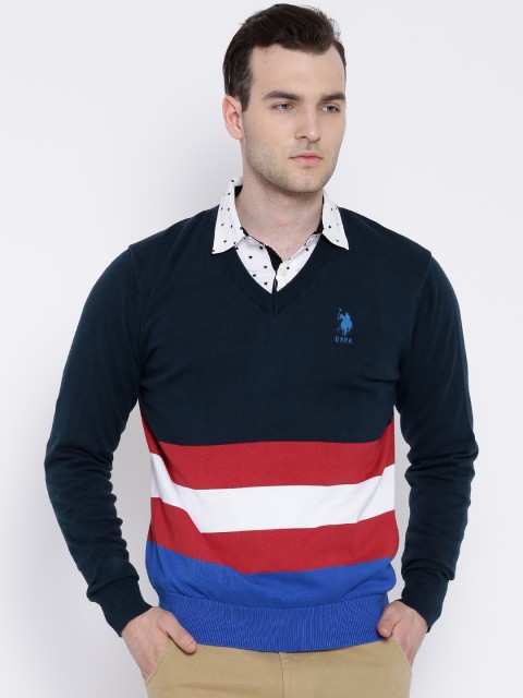 

U.S. Polo Assn. Navy Striped Sweater, Navy blue