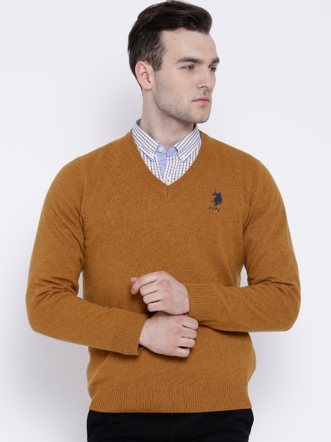 

U.S. Polo Assn. Mustard Brown Lambswool Sweater