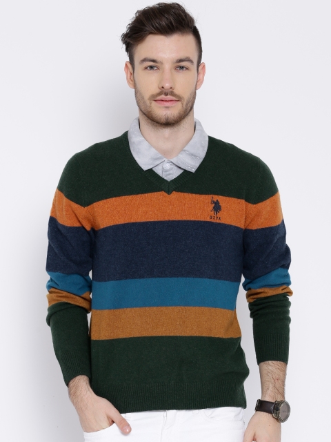 

U.S. Polo Assn. Multicoloured Striped Lambswool Sweater, Multi