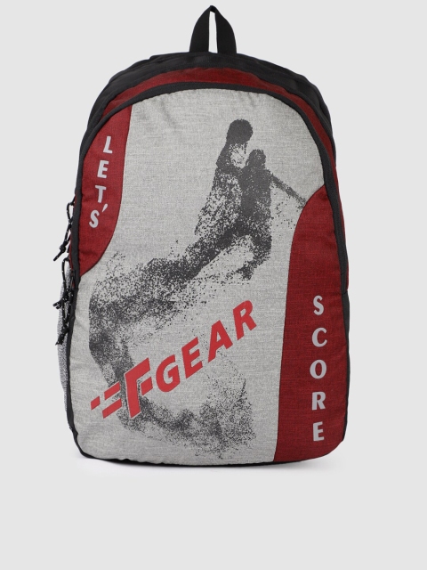 

F Gear Unisex Red & Grey Brand Logo Printed Backpack