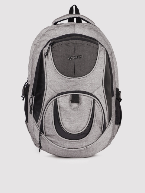 

F Gear Unisex Grey Melange & Black Colourblocked Backpack