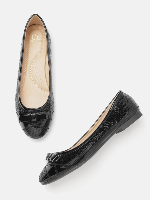 

Carlton London Women Black Textured Ballerinas