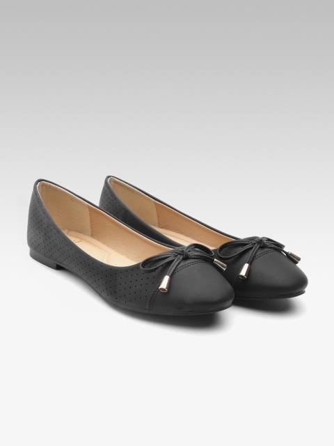 

Carlton London Women Black Perforated Ballerinas