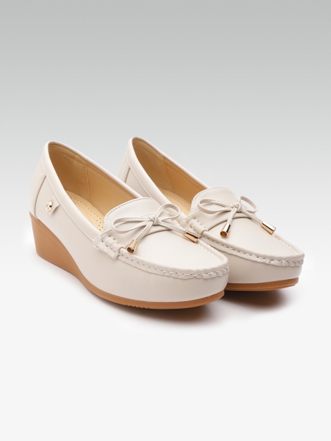 

Carlton London Women Beige Solid Wedged Loafers
