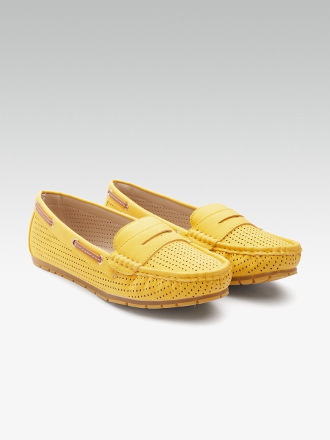 

Carlton London Women Yellow Perforated Loafers