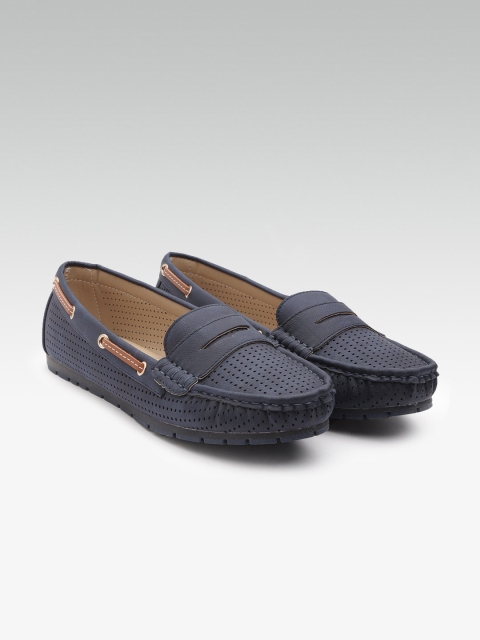 

Carlton London Women Navy Blue Perforated Loafers