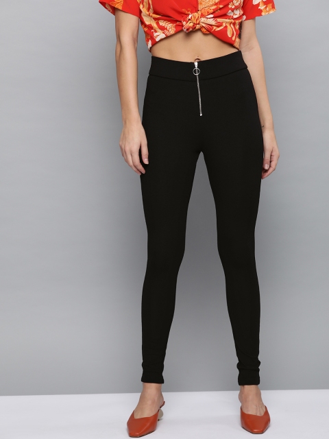 

VividArtsy Women Black Solid Slim Fit Treggings